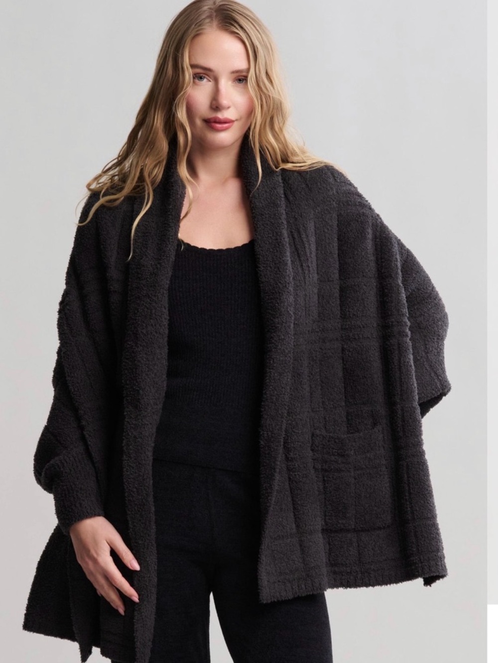 Barefoot Dreams Charcoal Open-Front Cozy Cardigan Wrap